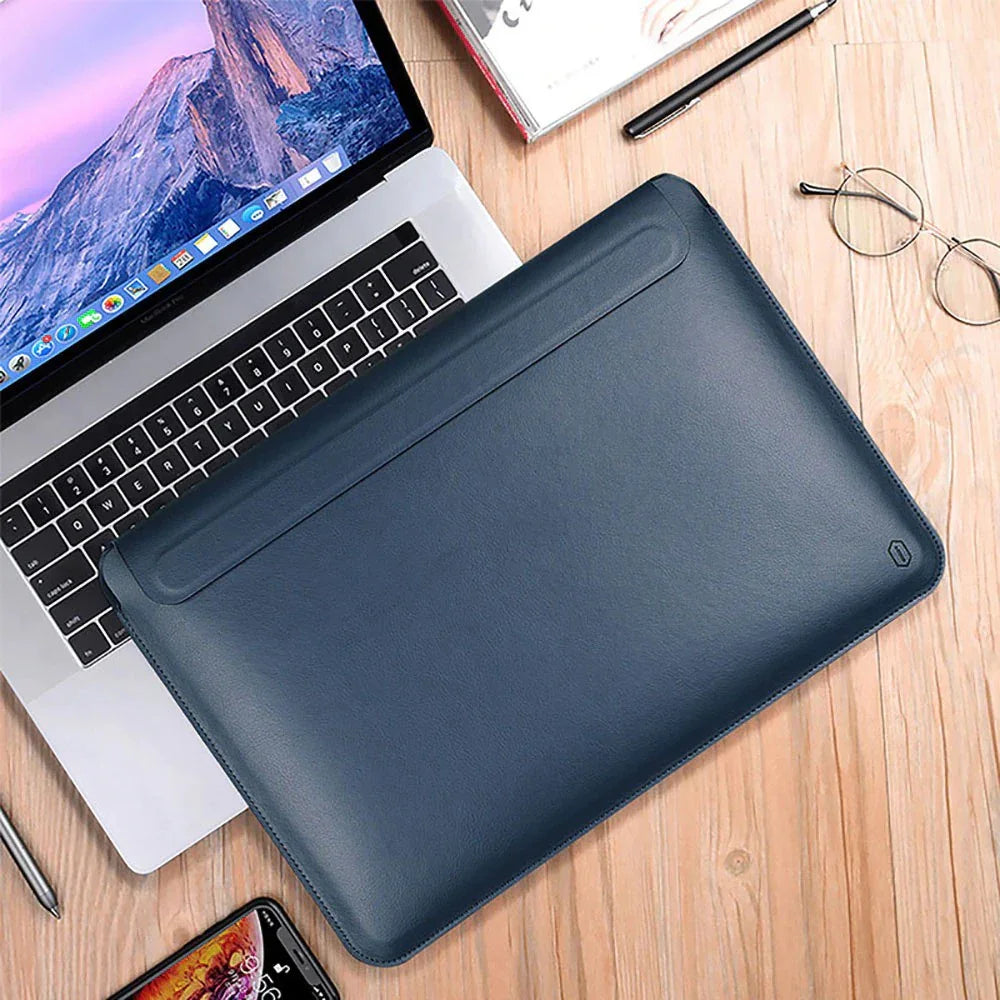Wiwu Skin Pro Slim Stand Sleeve For Macbook 13 - Blue - Tashqila Wiwu Skin Pro Slim Stand Sleeve For Macbook 13 - Blue - Tashqila